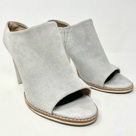 Sol Sana Liza Dove Grey Suede Peep Toe Heeled Mules Size 40 - Picture 3 of 11